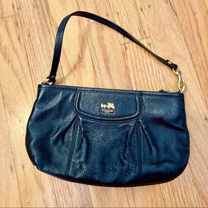 Coach Madison black leather wristlet purse